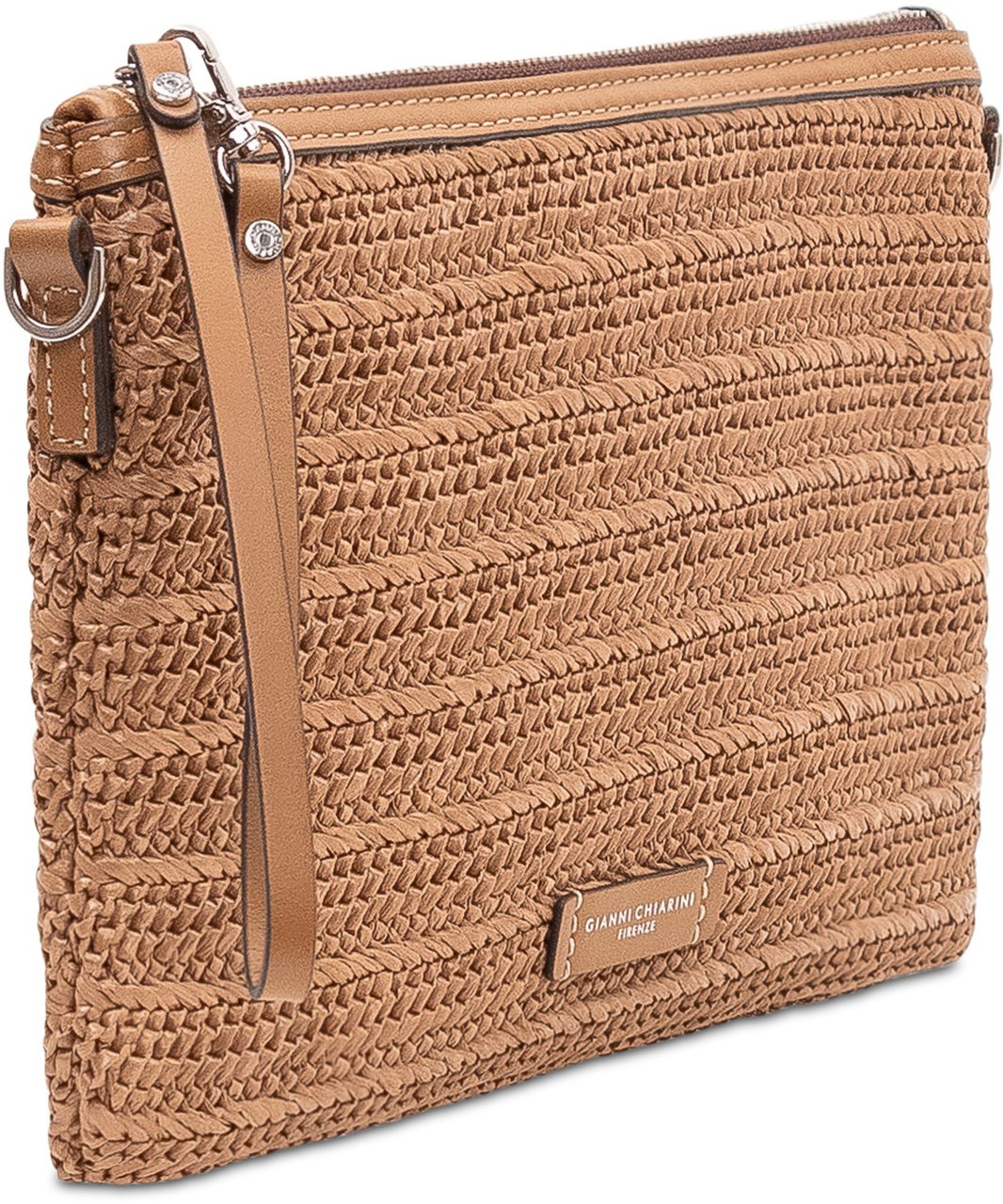 Gianni Chiarini Clutch Marcella Intrecciata con Zip e Laccetto Beige