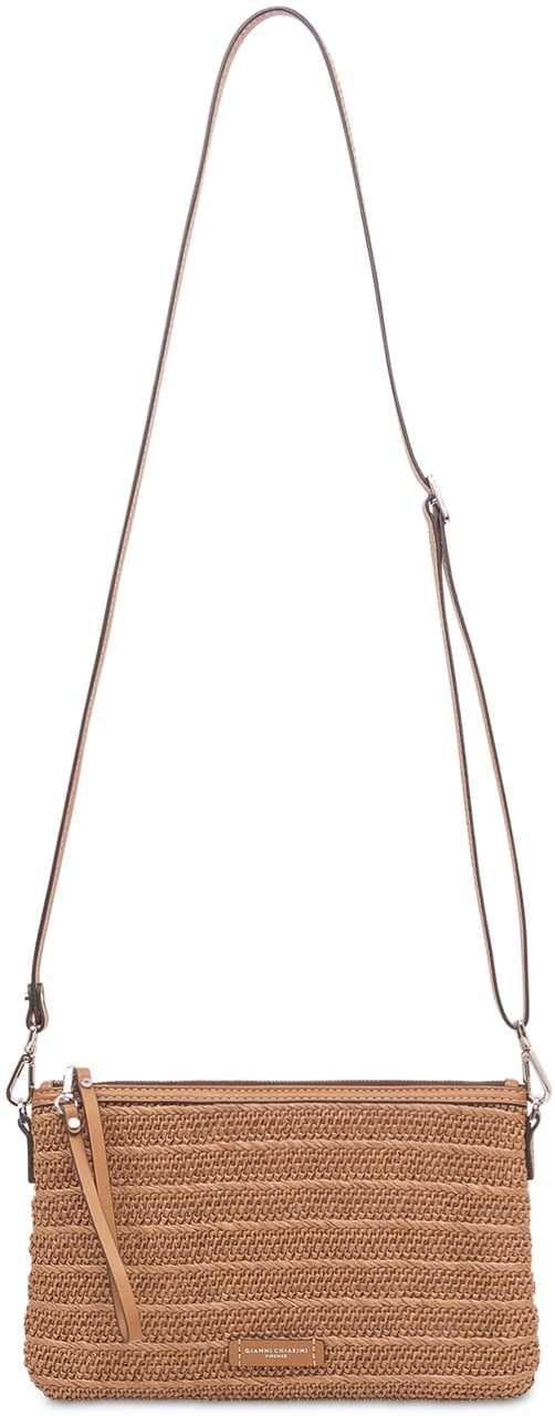 Gianni Chiarini Clutch Marcella Intrecciata con Zip e Laccetto Beige