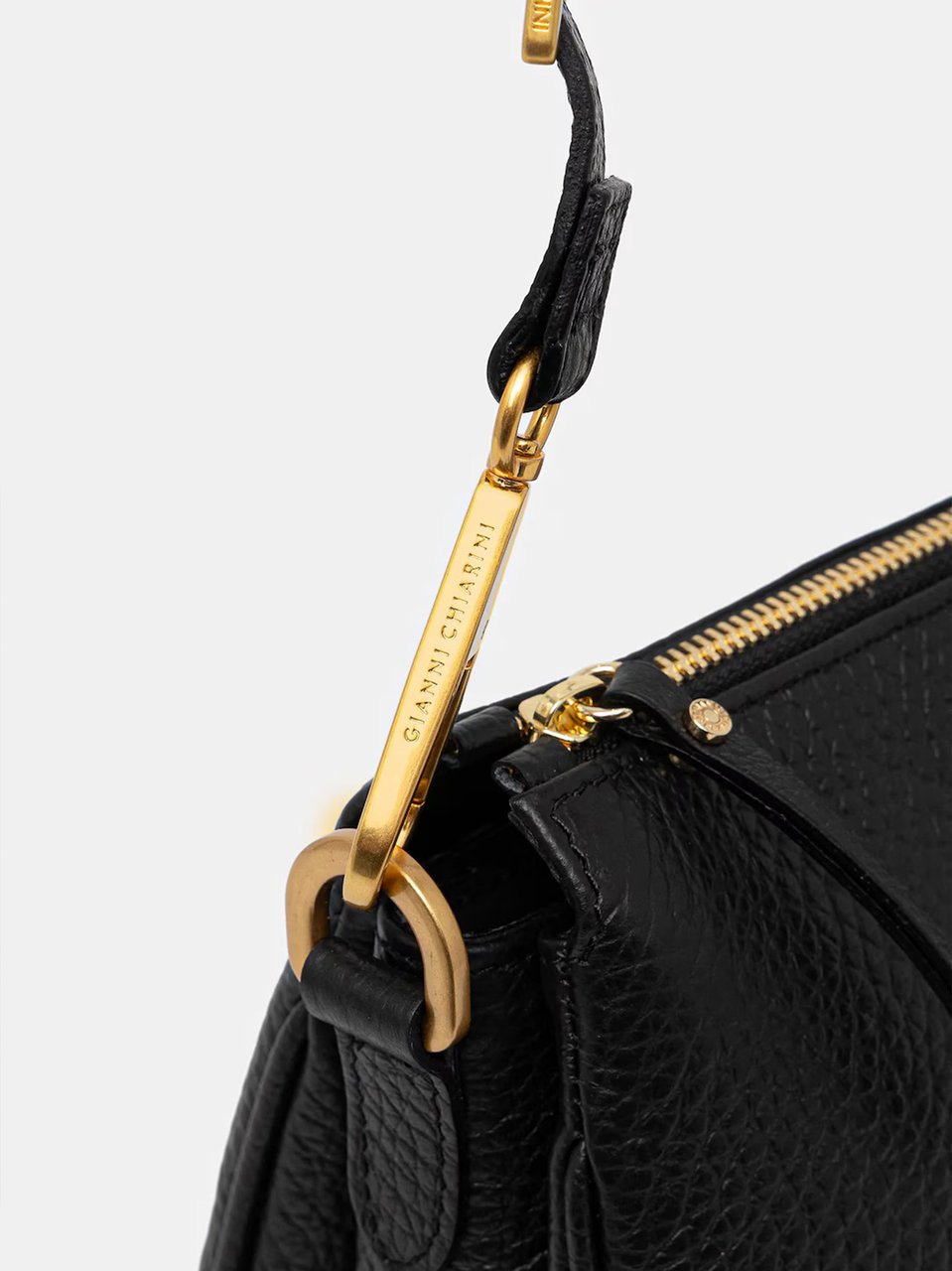 Gianni Chiarini Brooke Rectangular Black Textured Leather Bag Zwart