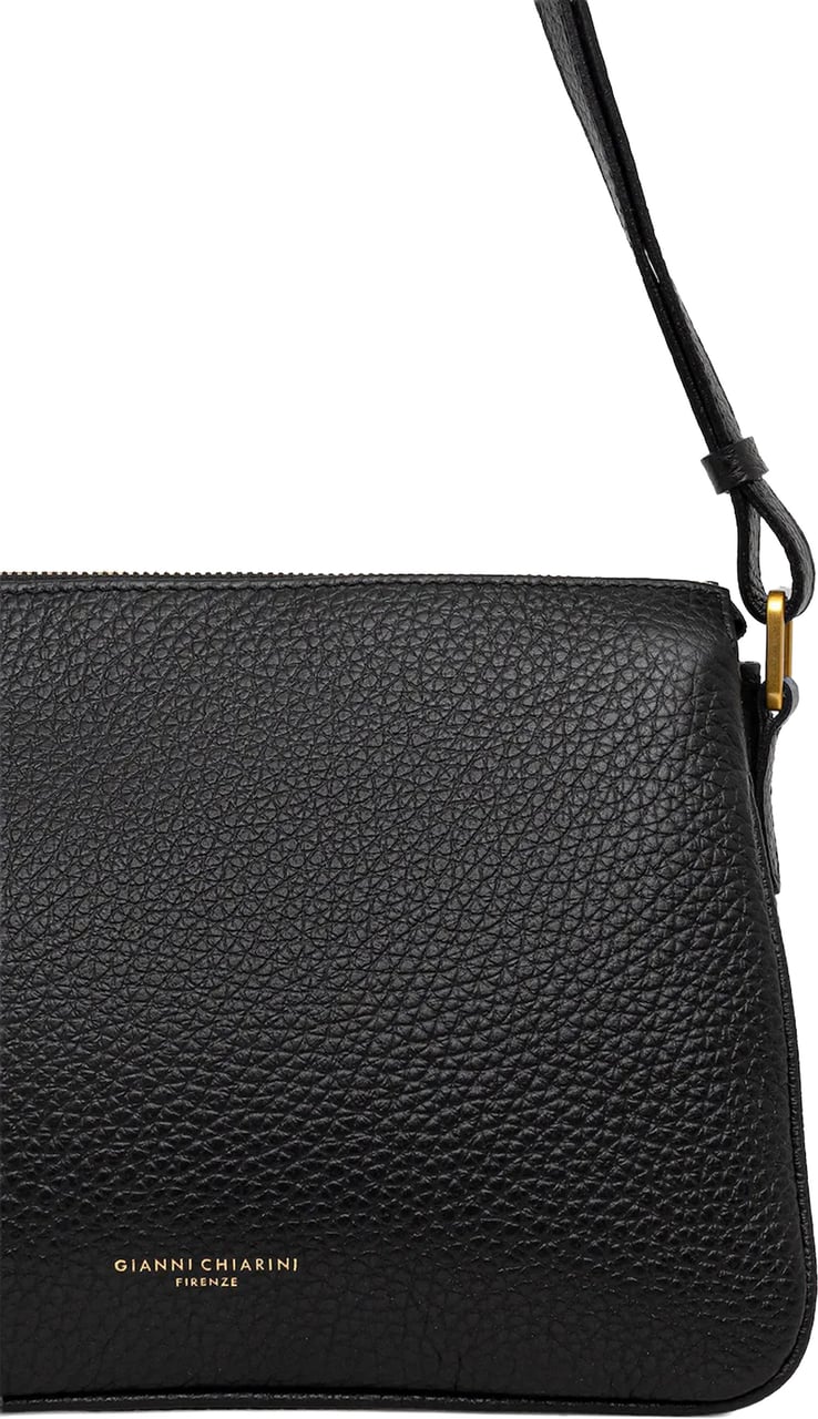 Gianni Chiarini Brooke Rectangular Black Textured Leather Bag Zwart