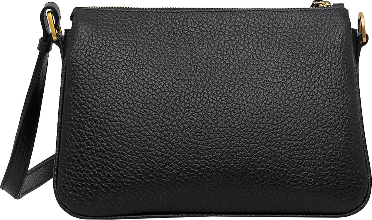 Gianni Chiarini Brooke Rectangular Black Textured Leather Bag Zwart