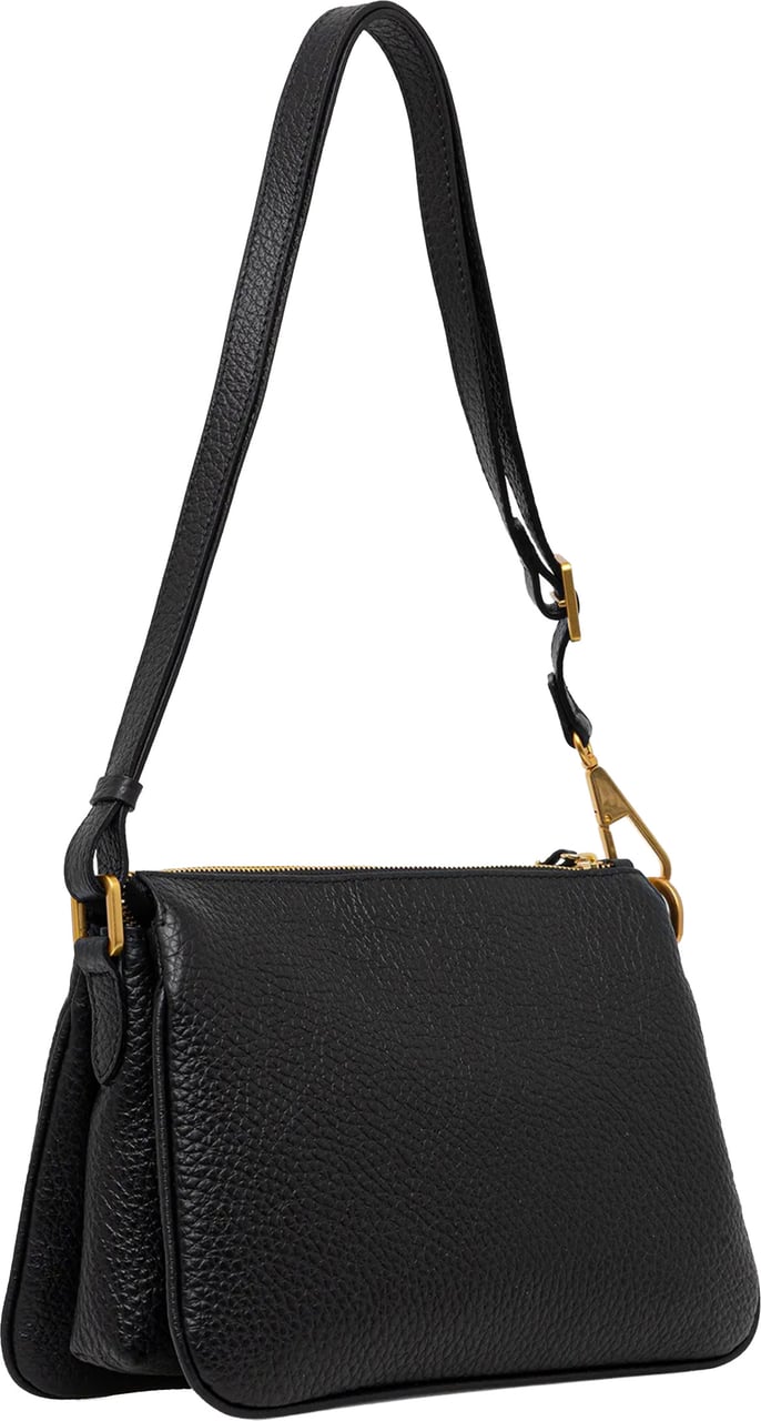 Gianni Chiarini Brooke Rectangular Black Textured Leather Bag Zwart