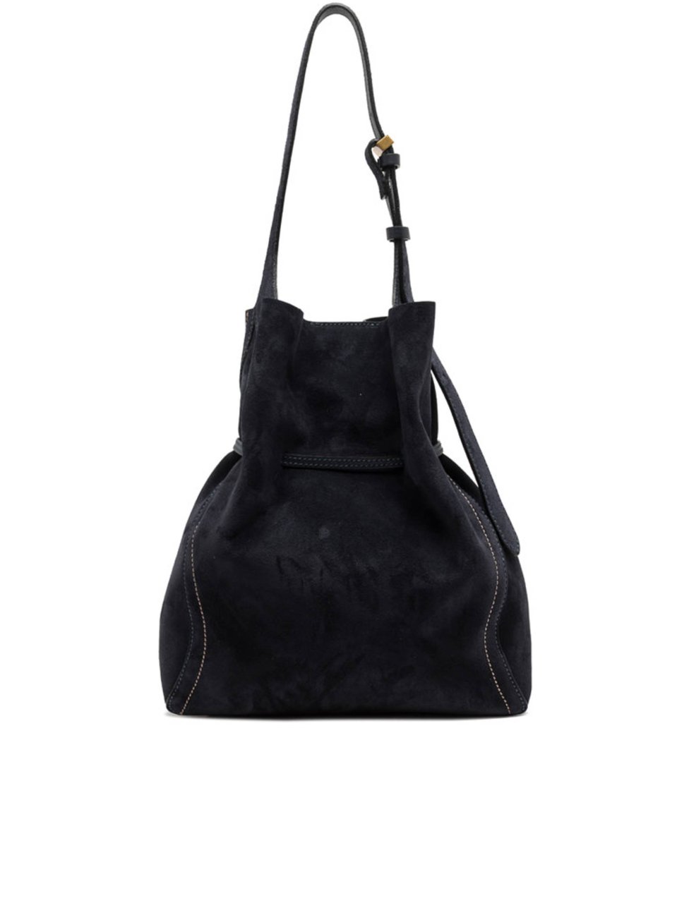 Gianni Chiarini Slouchy Suede Bucket Bag with Drawstring Closure Zwart