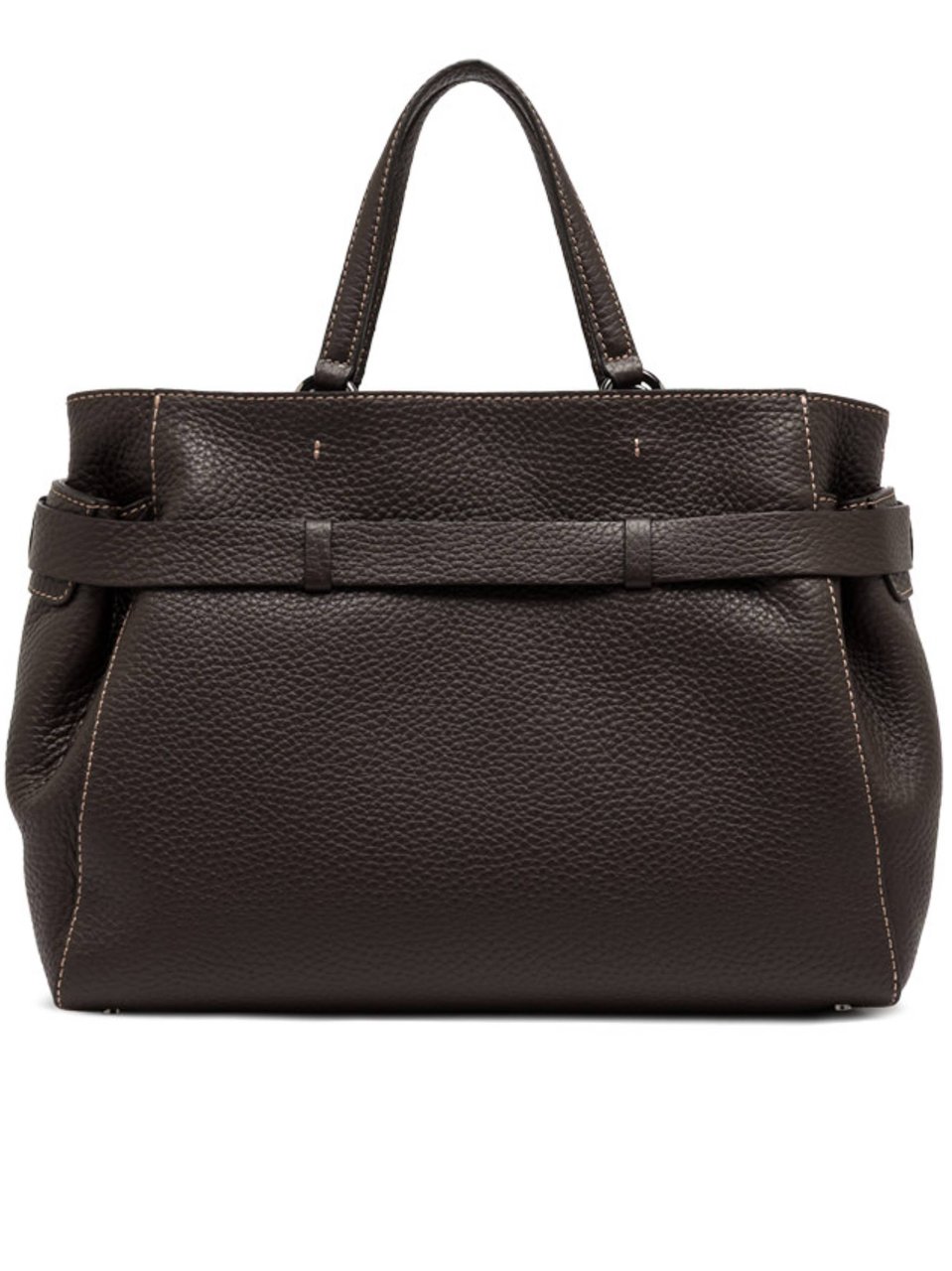 Gianni Chiarini Structured Textured Leather Handbag with Wrap-Around Belt Detail Bruin