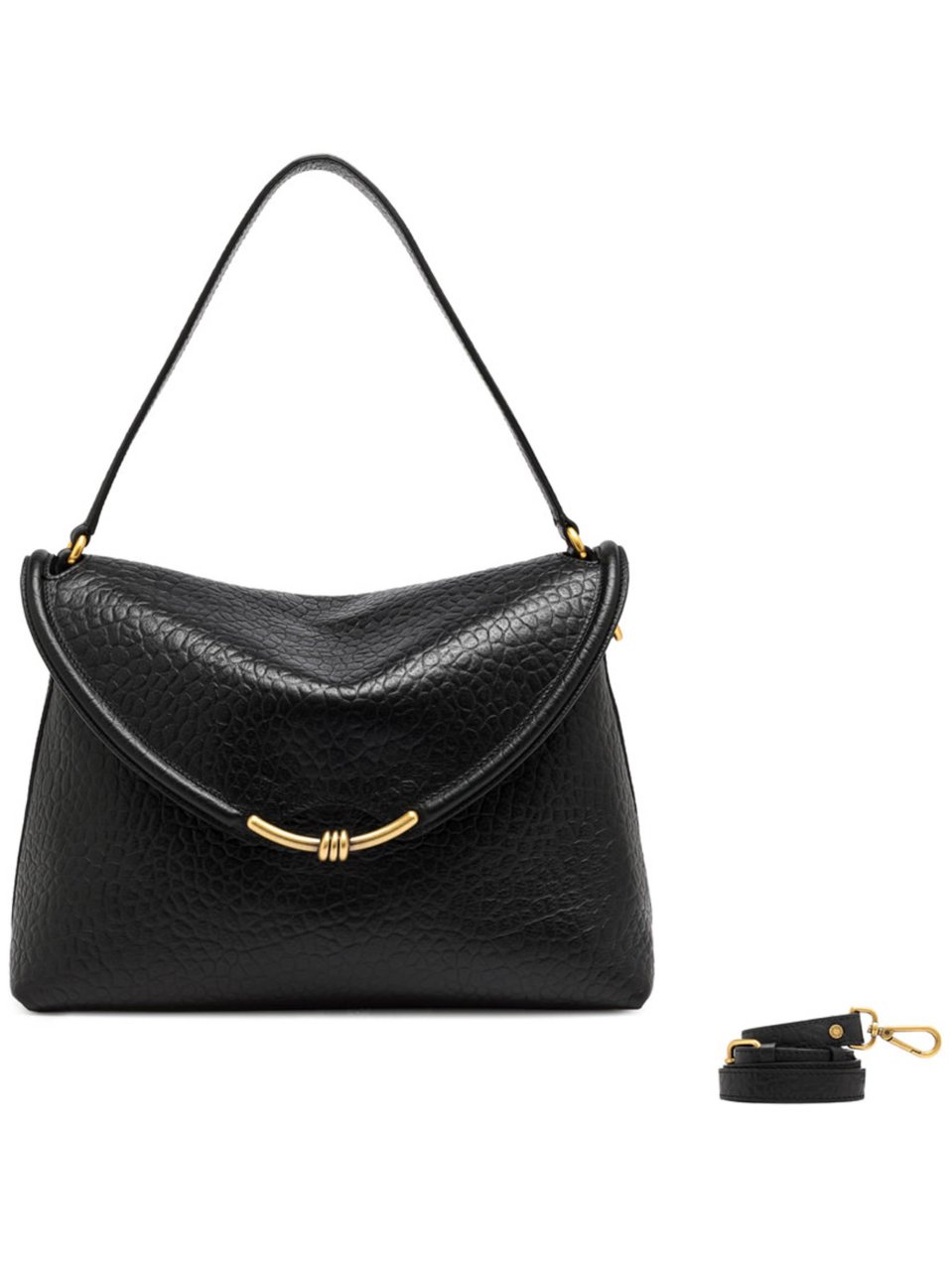 Gianni Chiarini Textured Leather Shoulder Bag Zwart