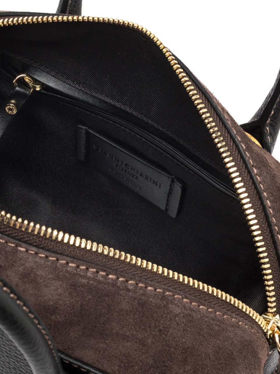 Gianni Chiarini Black Gemma Leather Suede Handbag Zwart