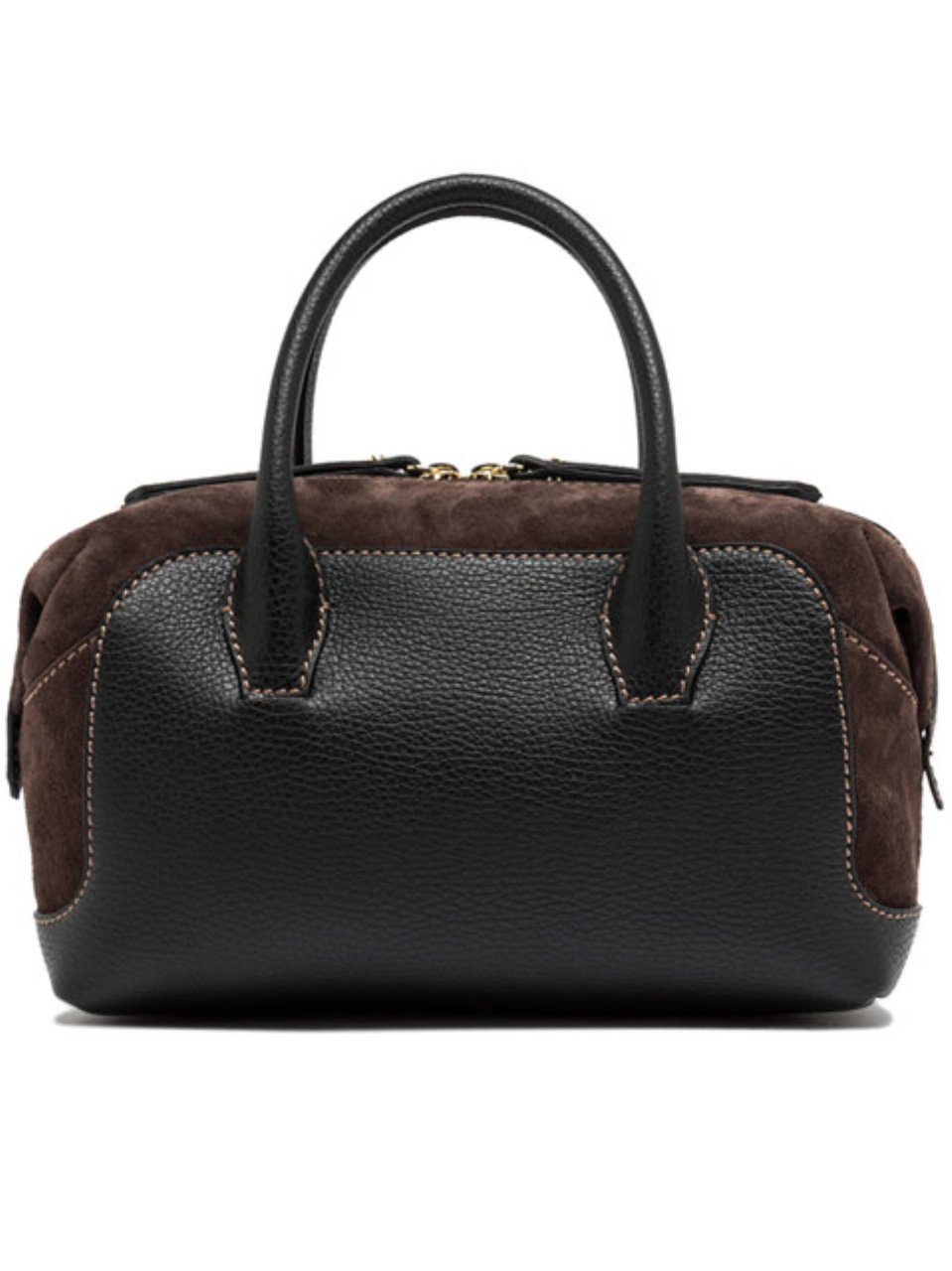 Gianni Chiarini Black Gemma Leather Suede Handbag Zwart