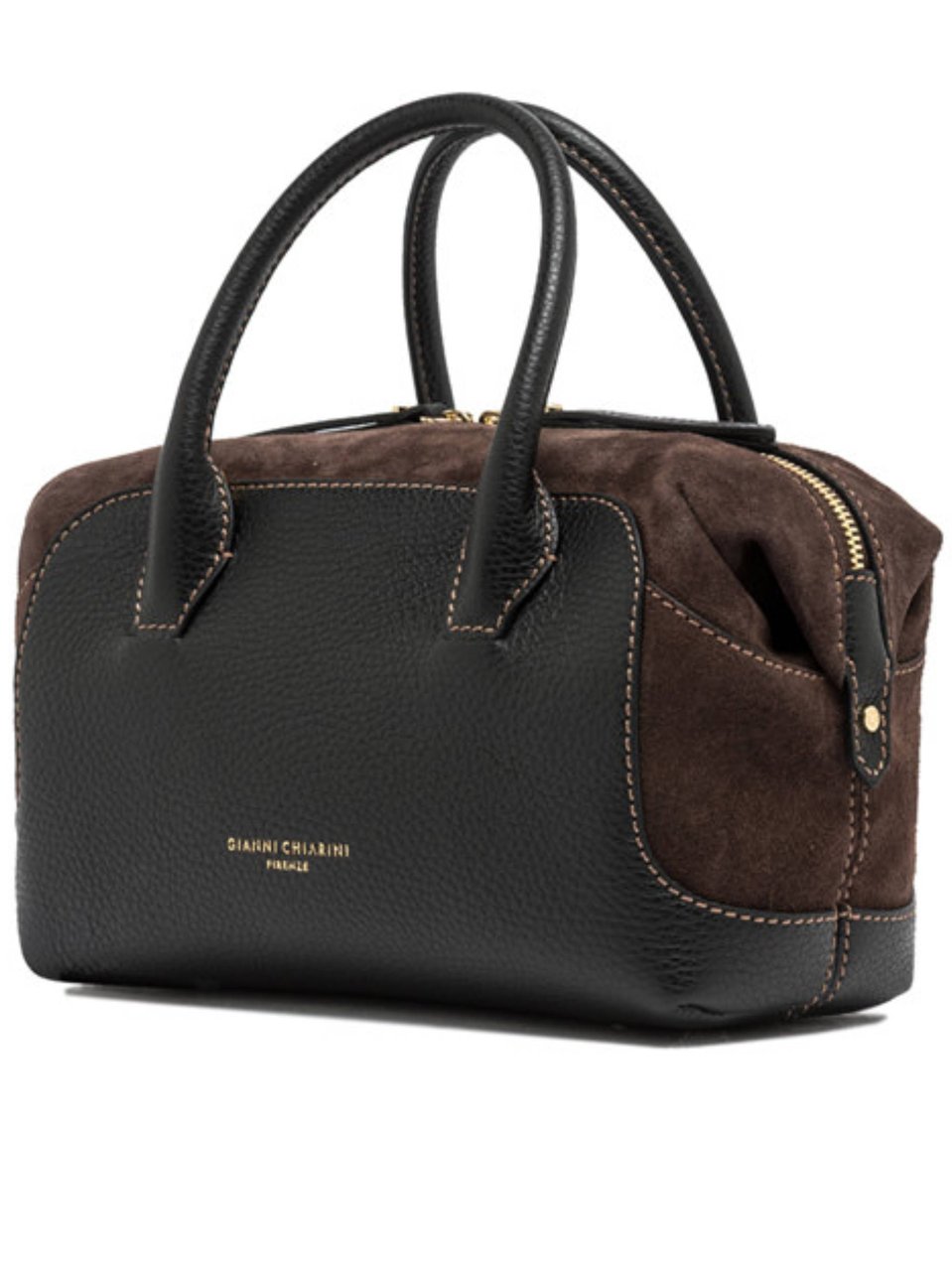 Gianni Chiarini Black Gemma Leather Suede Handbag Zwart