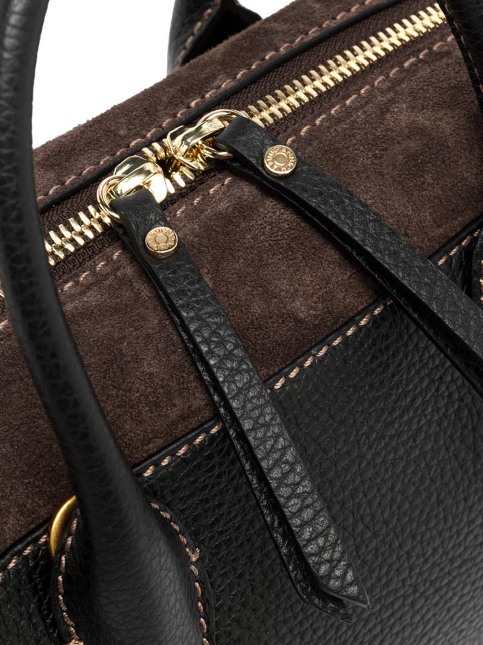 Gianni Chiarini Black Gemma Leather Suede Handbag Zwart