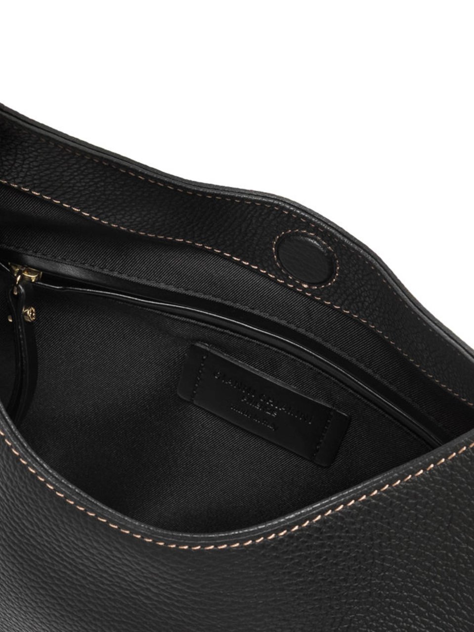 Gianni Chiarini Crescent-Shaped Textured Leather Handbag with Gold-Tone Accents Zwart
