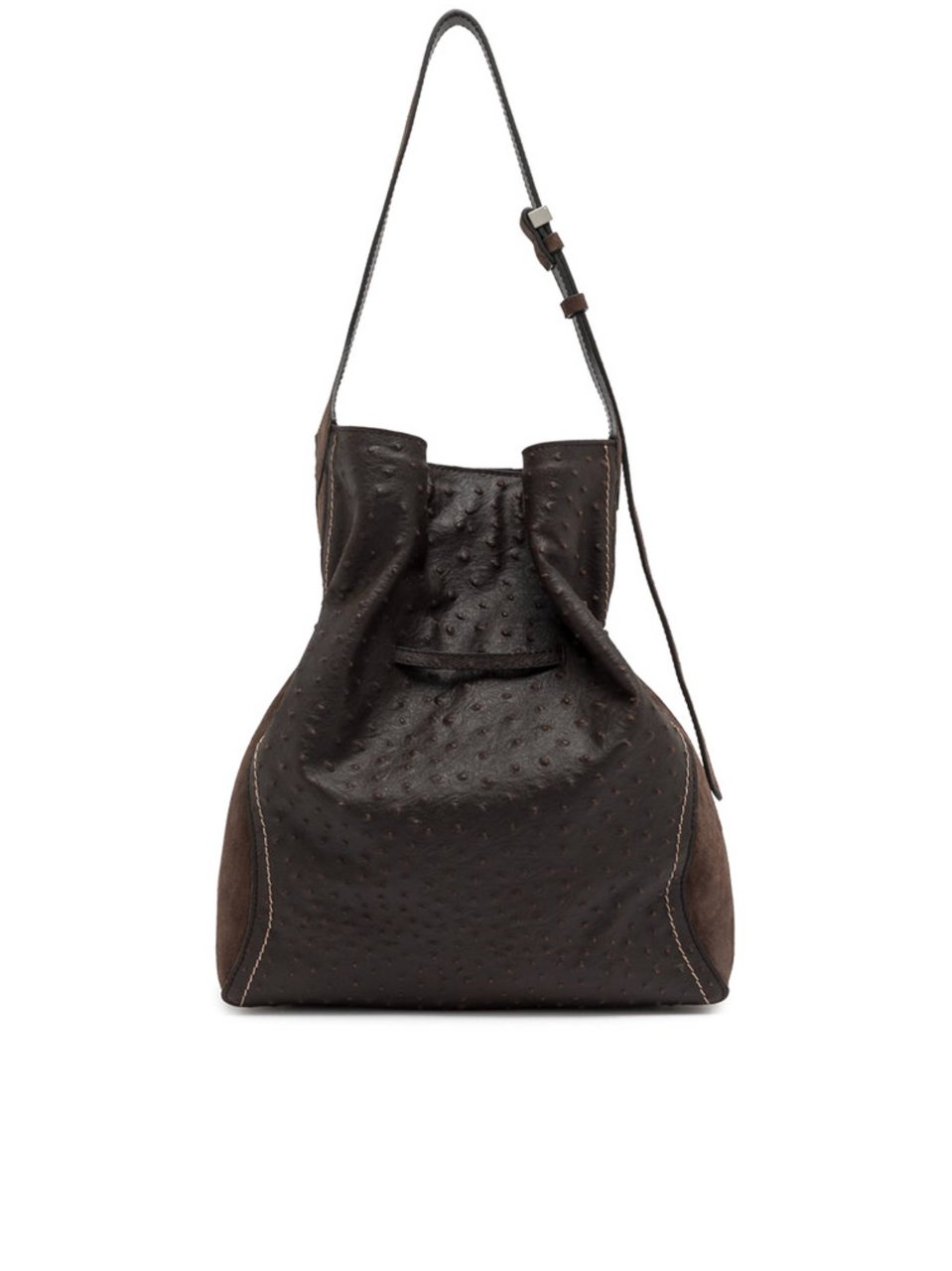 Gianni Chiarini Spacious Ostrich-Effect Leather Shoulder Bag Bruin