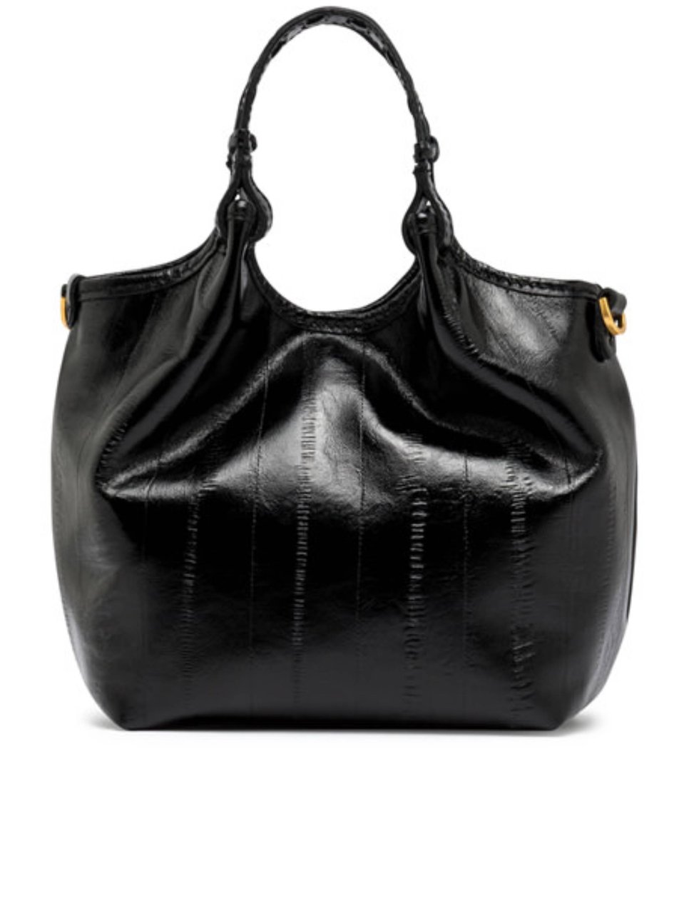 Gianni Chiarini Glossy Black Handbag with Textured Pattern Zwart
