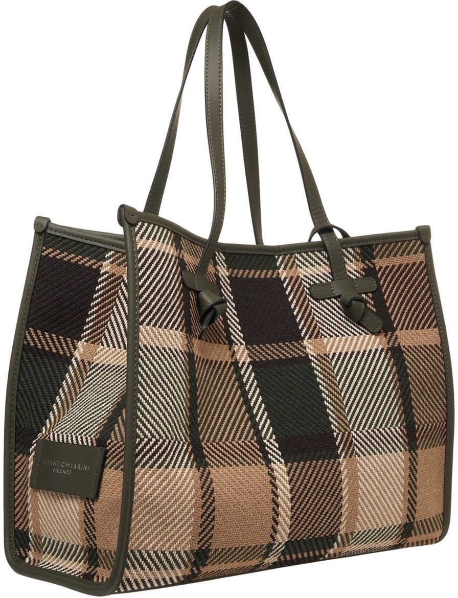 Gianni Chiarini Shopper with check pattern Groen