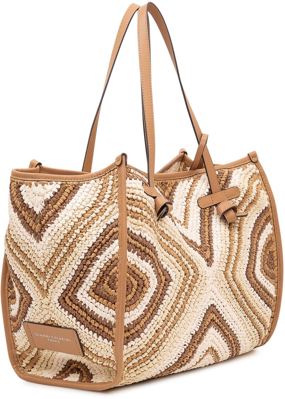 Gianni Chiarini Borsa Marcella Tote in Tessuto Intrecciato Beige