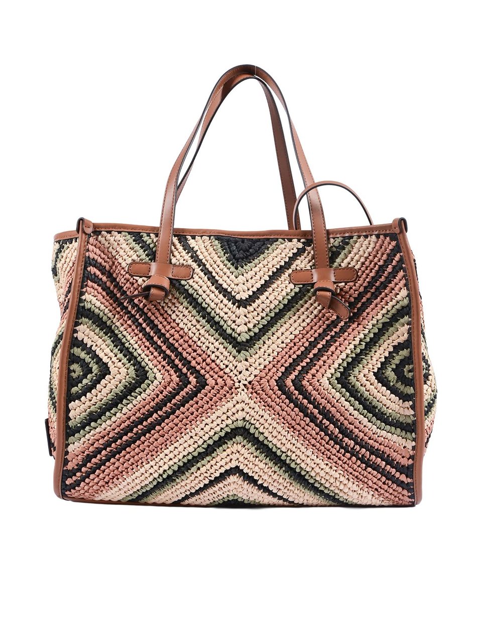 Gianni Chiarini Geometric Pattern Leather Tote Bag Bruin