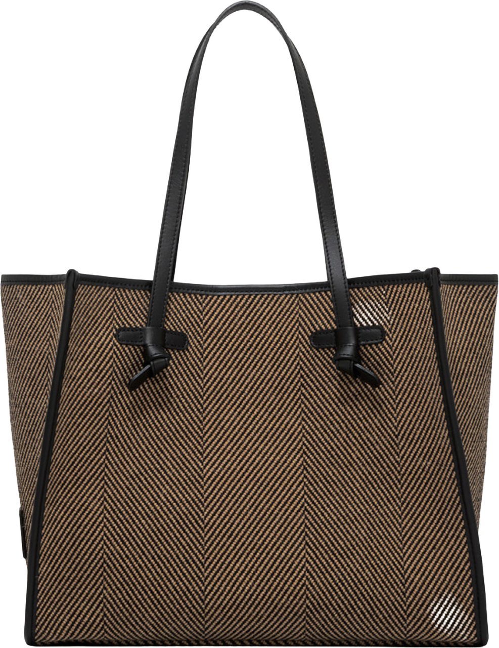 Gianni Chiarini Chevron Pattern Tote Bag with Leather Accents Bruin