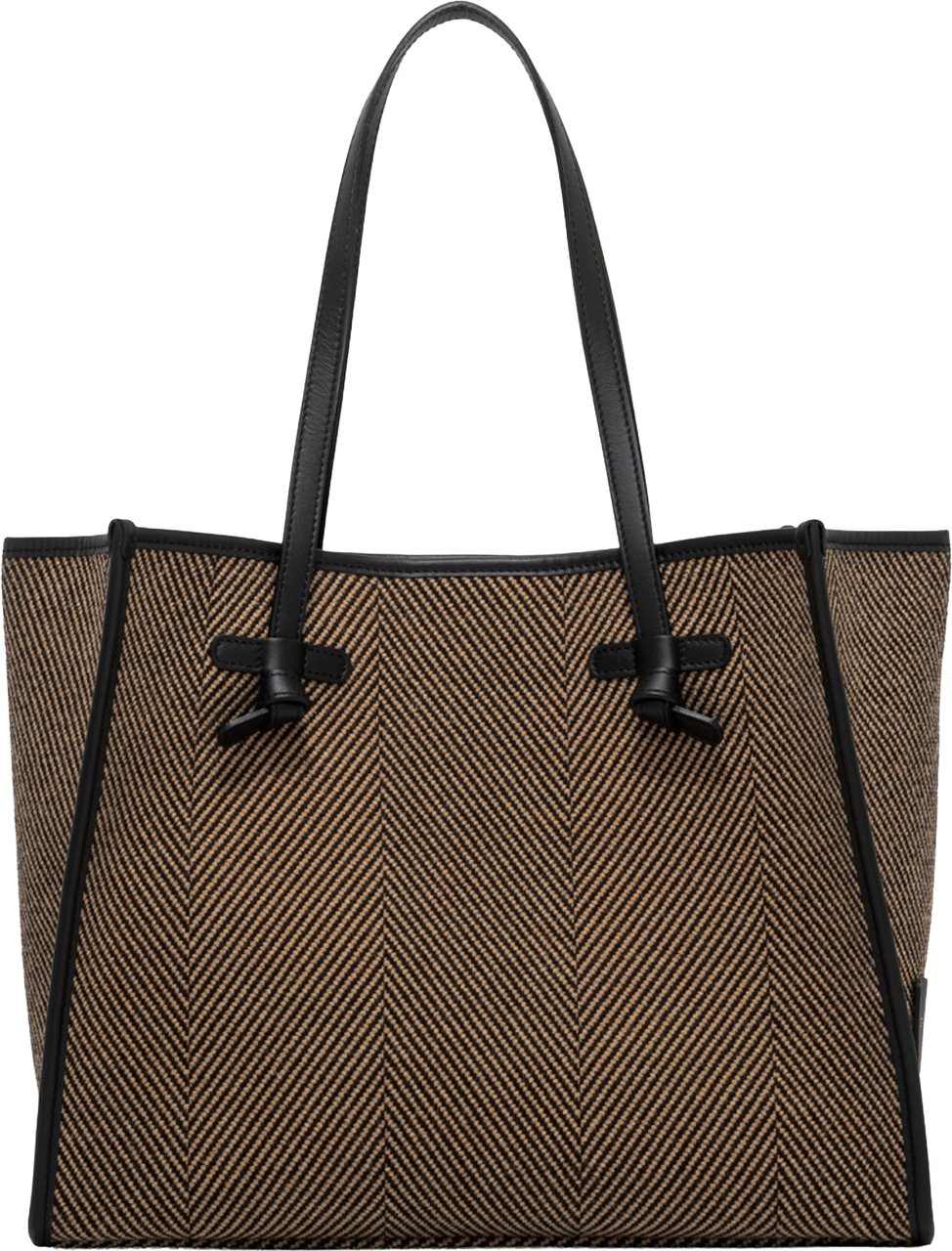 Gianni Chiarini Chevron Pattern Tote Bag with Leather Accents Bruin