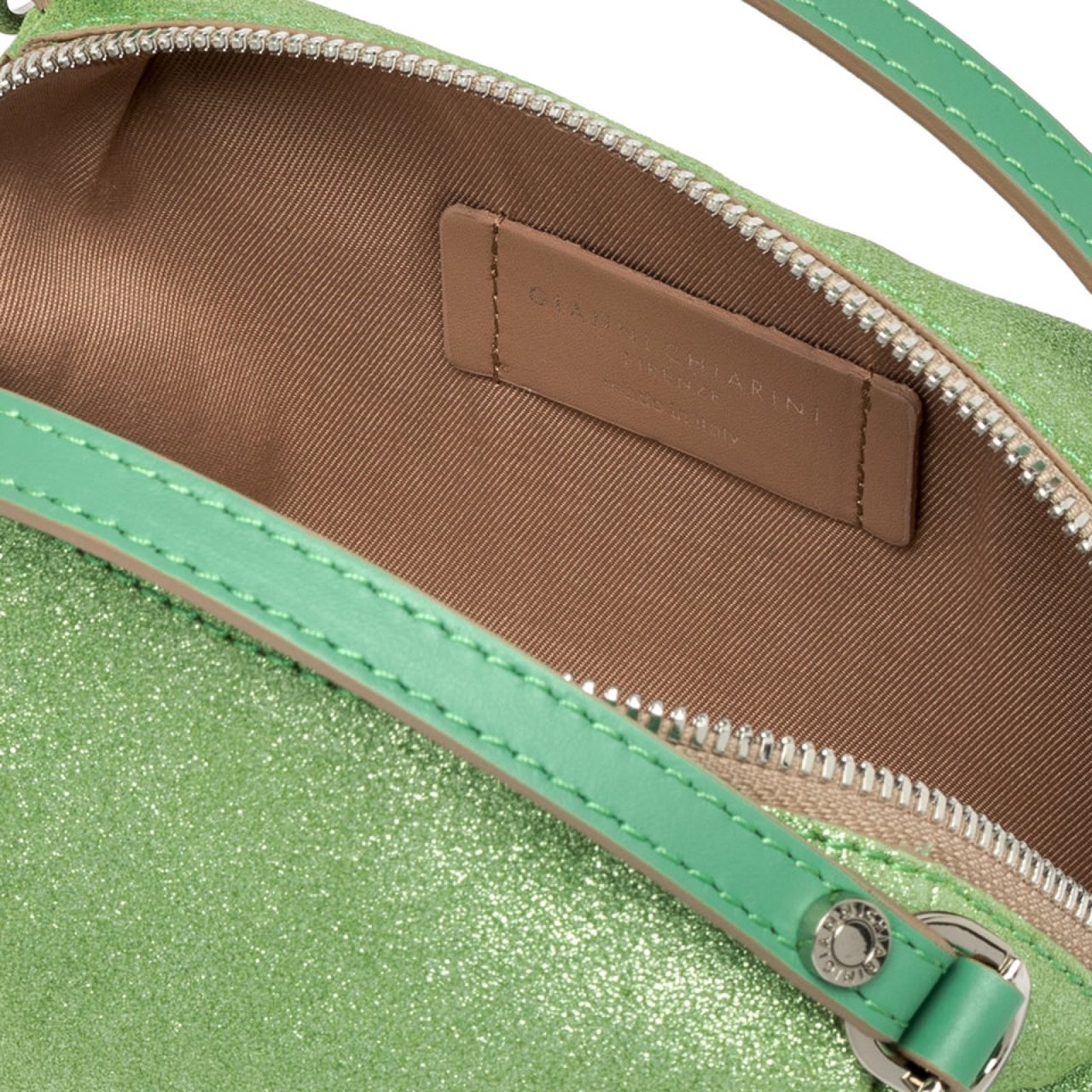 Gianni Chiarini Borsetta Alifa in suede lurex verde mela Groen