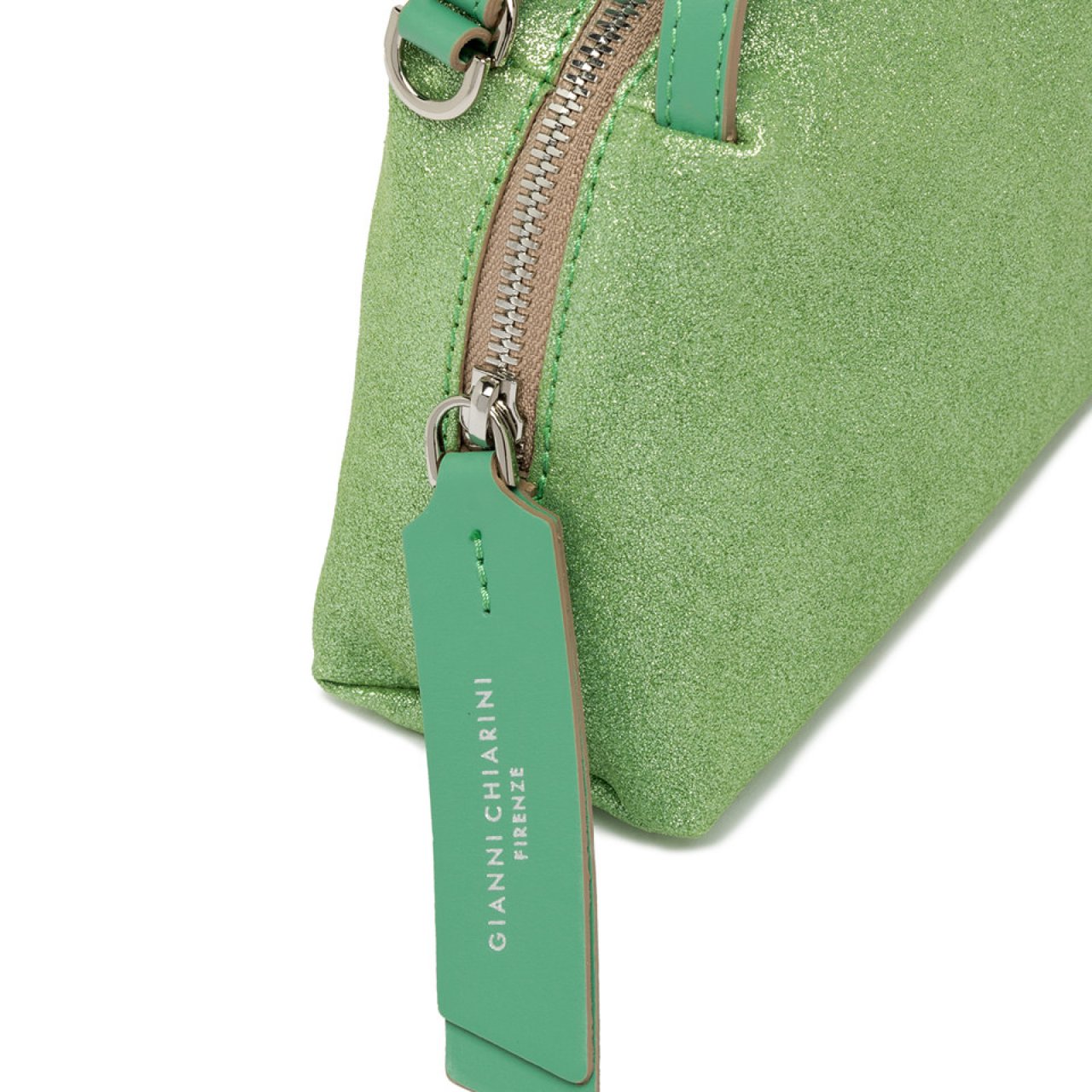 Gianni Chiarini Borsetta Alifa in suede lurex verde mela Groen
