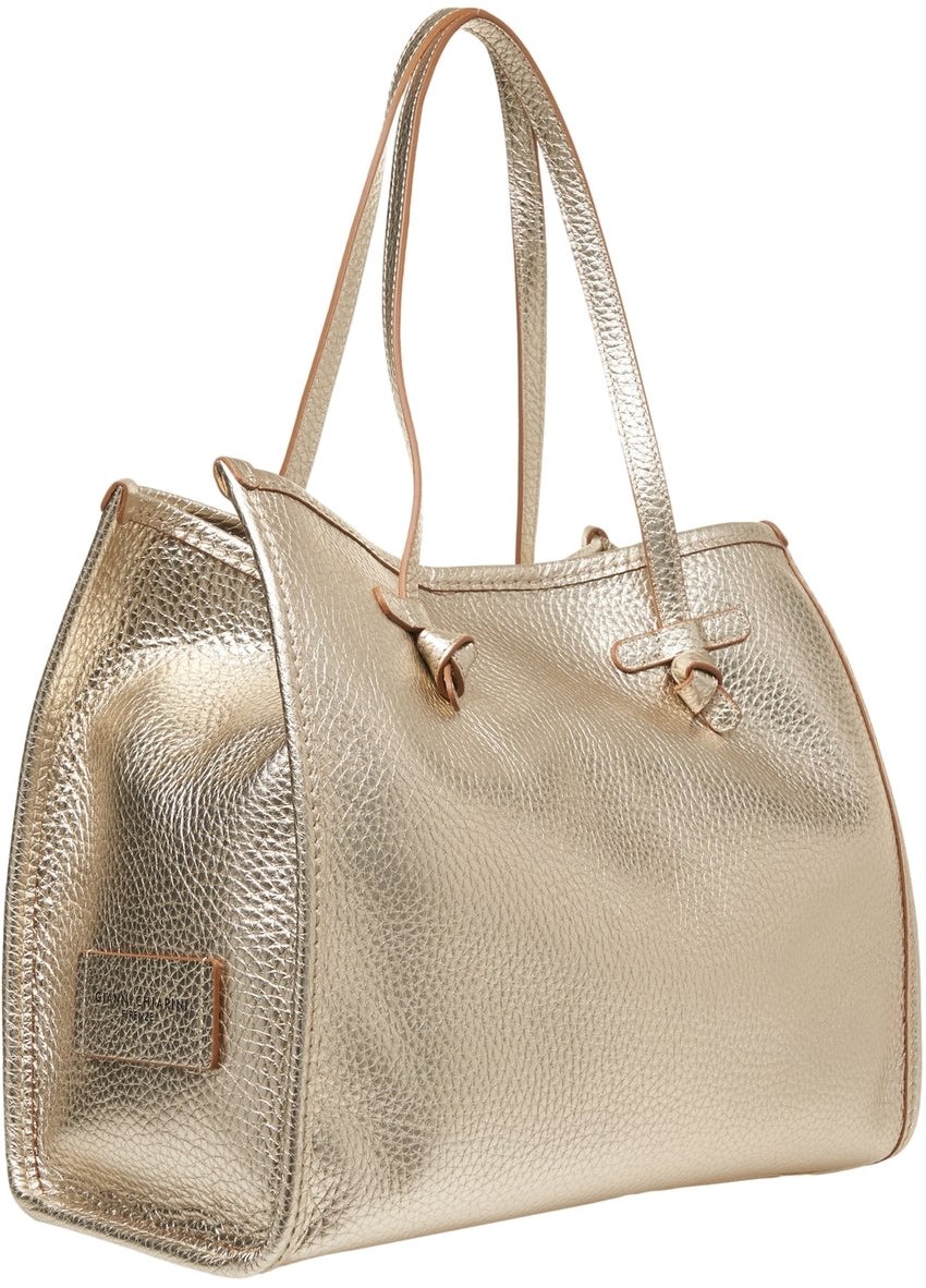 Gianni Chiarini Grained leather shopper Goud