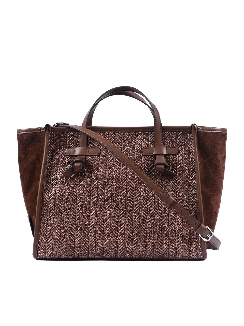 Gianni Chiarini Chevron Pattern Structured Shoulder Bag Grijs