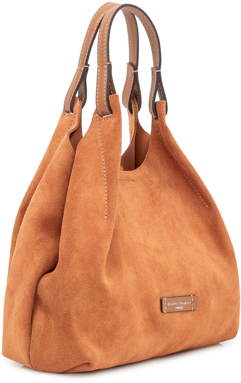 Gianni Chiarini Borsa a Spalla Dua in Pelle Scamosciata Beige
