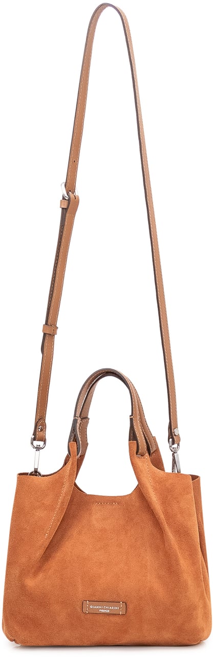 Gianni Chiarini Borsa a Spalla Dua in Pelle Scamosciata Beige