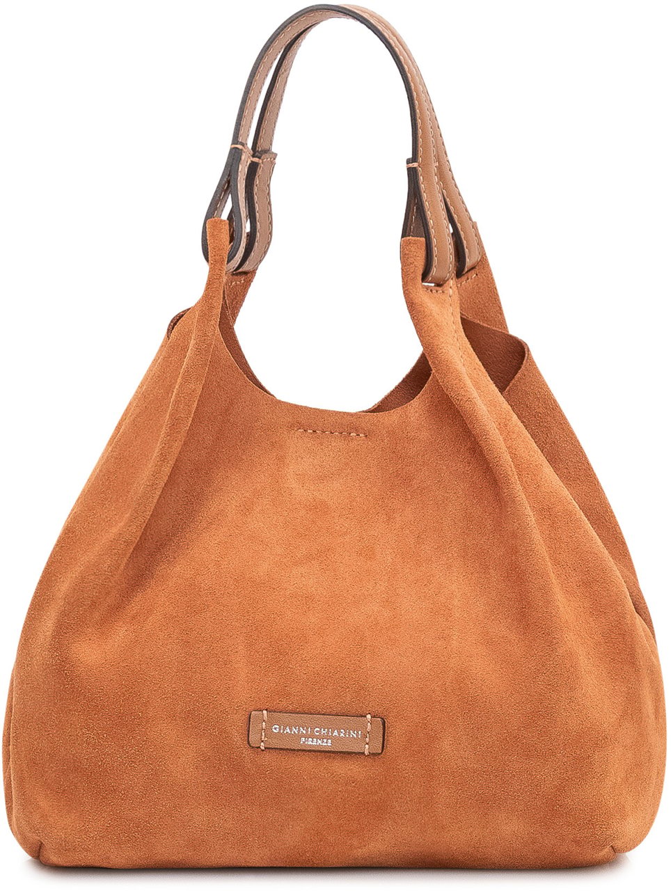 Gianni Chiarini Borsa a Spalla Dua in Pelle Scamosciata Beige