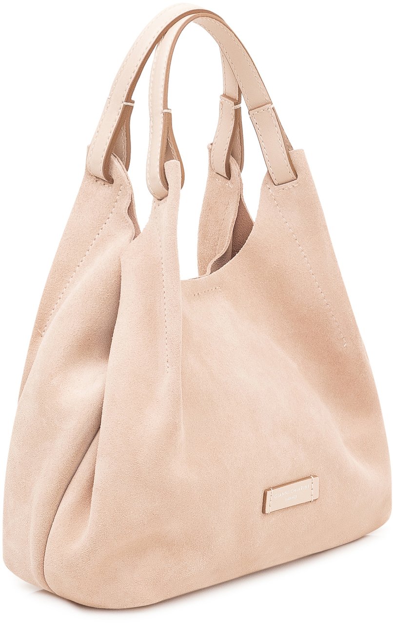 Gianni Chiarini Borsa a Spalla Dua in Pelle Scamosciata Beige