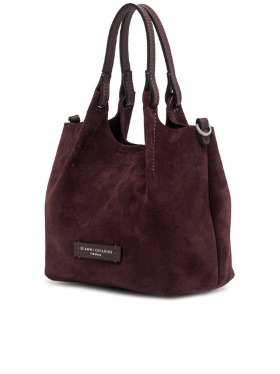 Gianni Chiarini Burgundy Suede Shoulder Bag with Versatile Handles Maroon