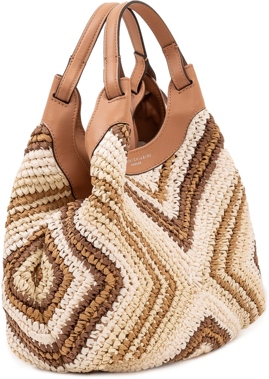 Gianni Chiarini Dua Borsa Hobo Intrecciata con Motivo Geometrico Beige