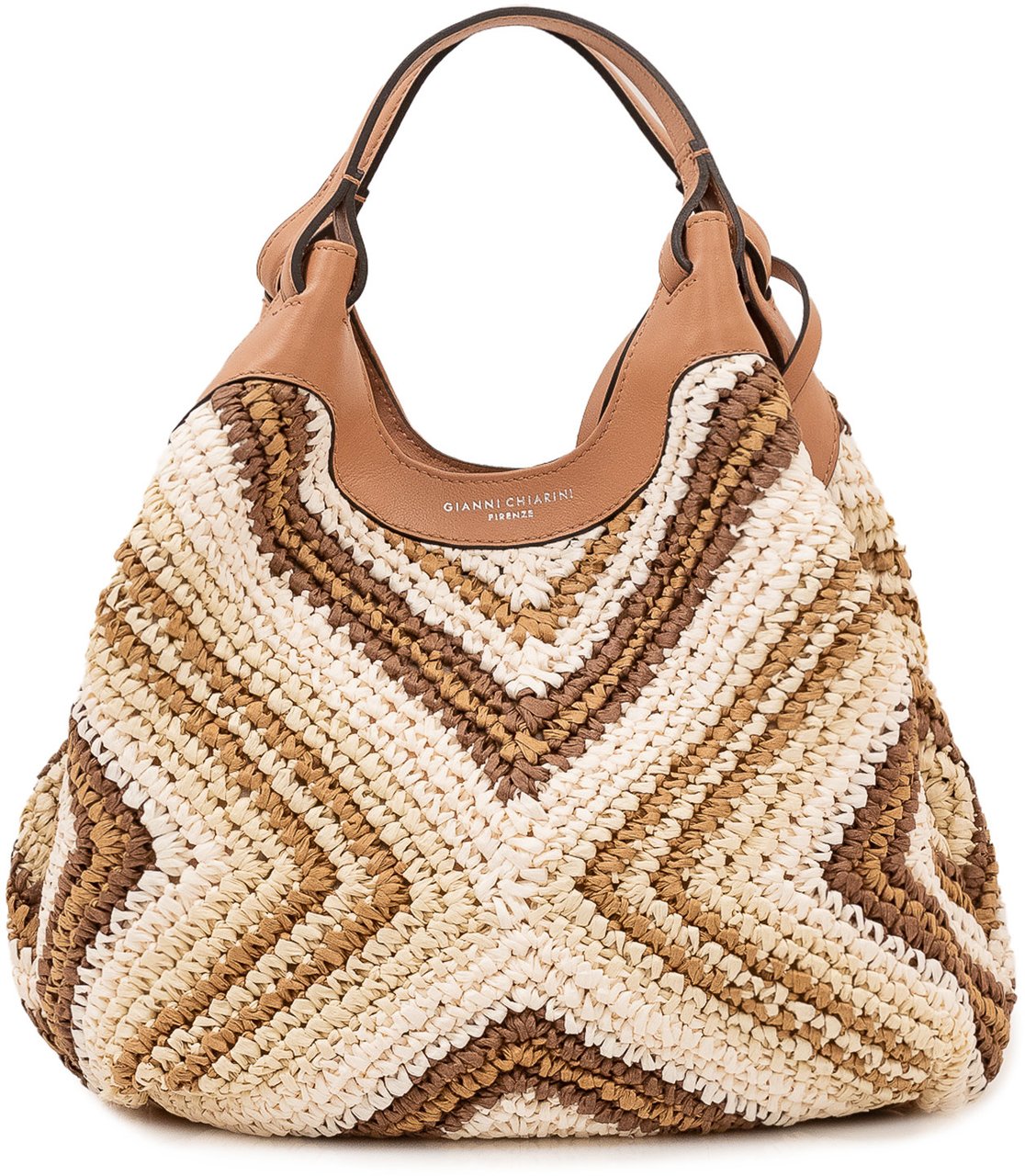 Gianni Chiarini Dua Borsa Hobo Intrecciata con Motivo Geometrico Beige