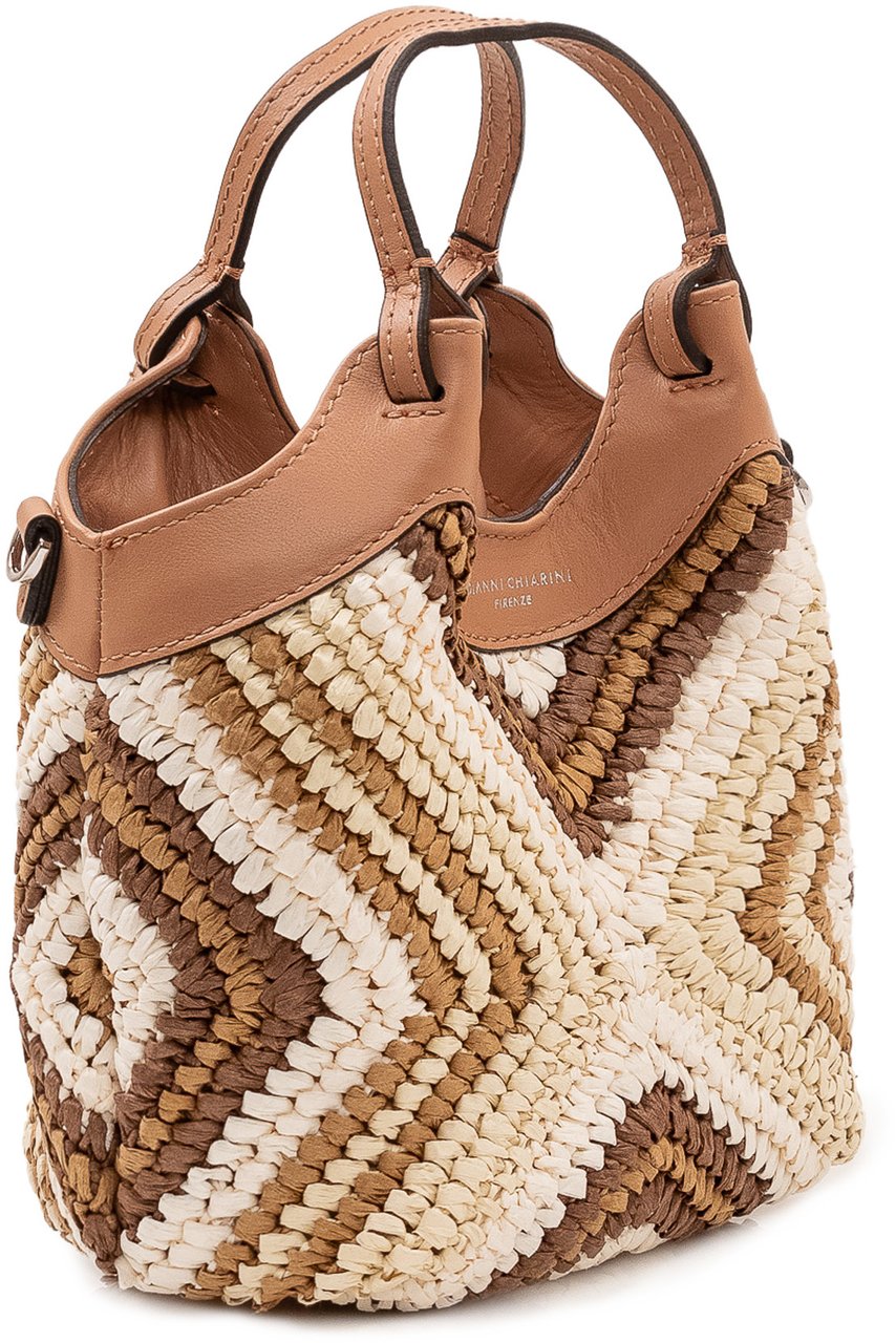 Gianni Chiarini Dua Borsa a Mano Intrecciata con Motivo Geometrico Beige
