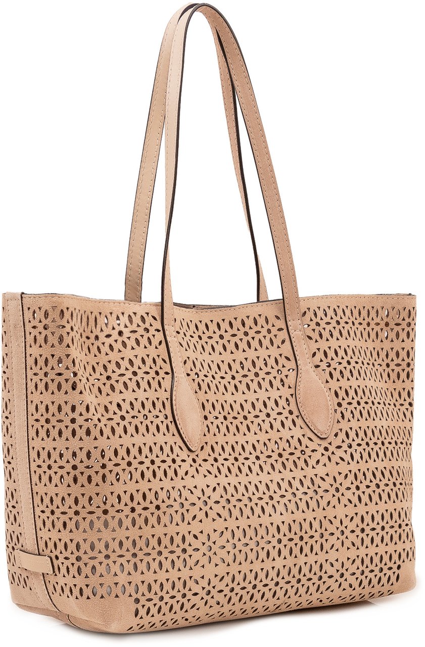Gianni Chiarini Mashup Tote Bag Traforata con Manici Lunghi Beige