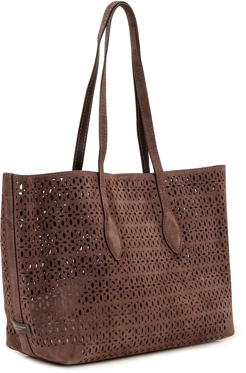 Gianni Chiarini Mashup Tote Bag Traforata con Manici Lunghi Bruin