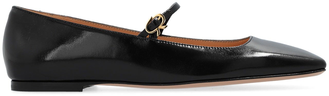 Gianvito Rossi Gianvito Rossi Christina Leather Ballerina Flats Zwart