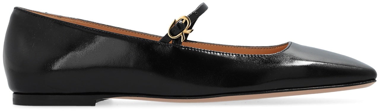 Gianvito Rossi Gianvito Rossi Christina Leather Ballerina Flats Zwart