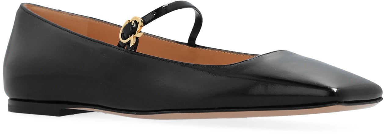 Gianvito Rossi Christina Leather Ballerina Flats Zwart