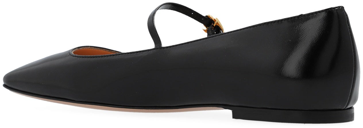 Gianvito Rossi Christina Leather Ballerina Flats Zwart