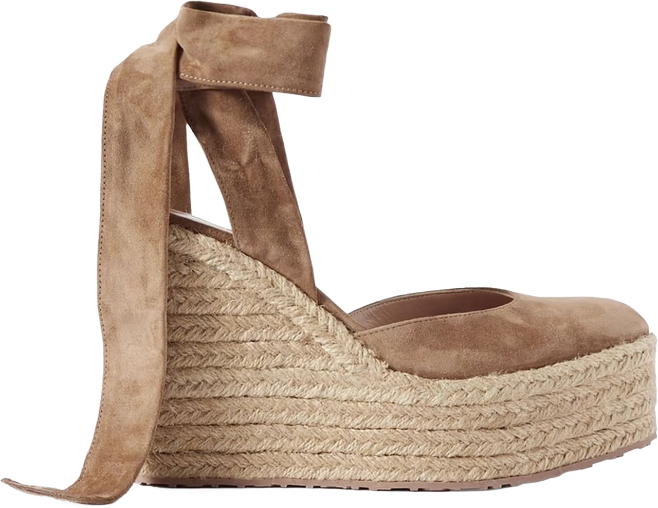 Gianvito Rossi Suede Wedge Espadrilles Beige