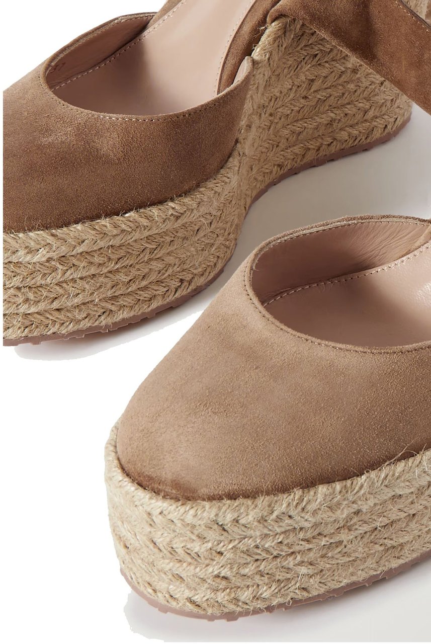 Gianvito Rossi Suede Wedge Espadrilles Beige