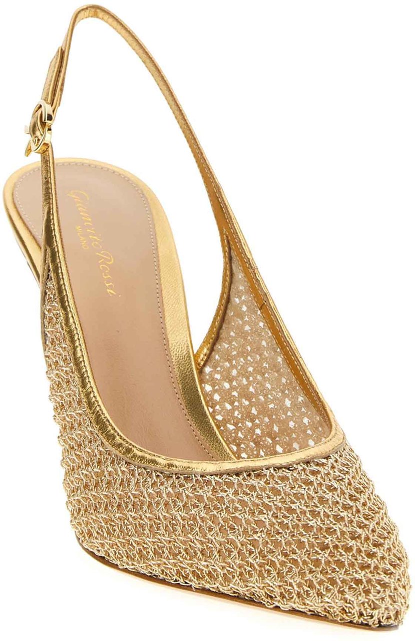 Gianvito Rossi Gold Fabric High Heel Pumps Goud