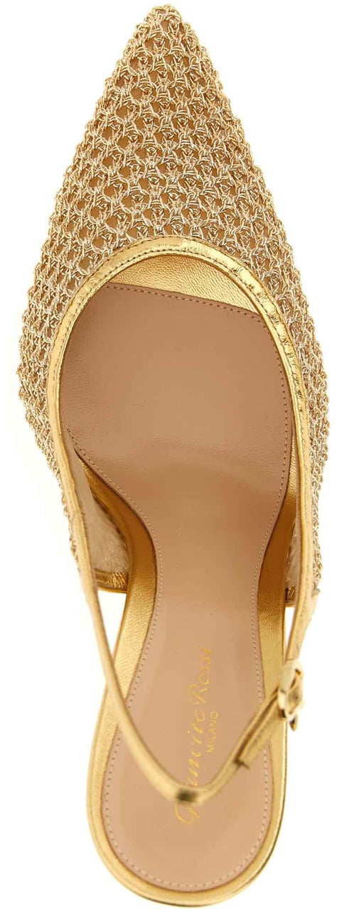 Gianvito Rossi Gold Fabric High Heel Pumps Goud