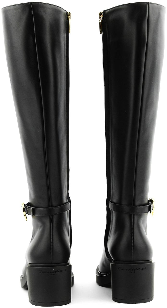 Gianvito Rossi Ribbon Dumont Long Boot Back Zwart