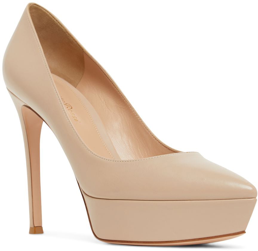 Gianvito Rossi Décolleté with platform and elegant high heels Beige