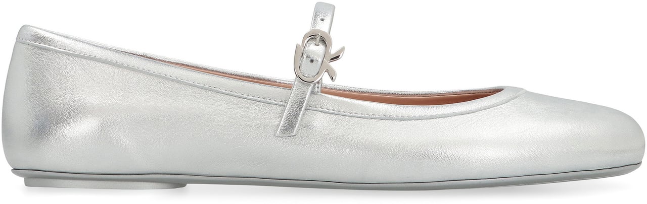 Gianvito Rossi Carla Leather ballet flats Zilver