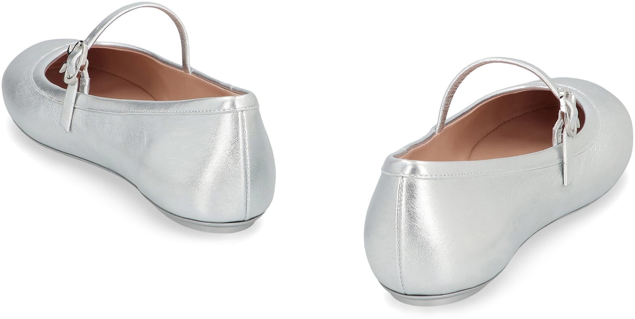Gianvito Rossi Carla Leather ballet flats Zilver