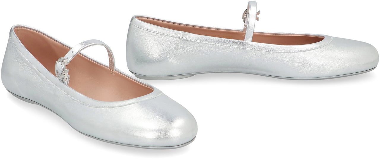 Gianvito Rossi Carla Leather ballet flats Zilver