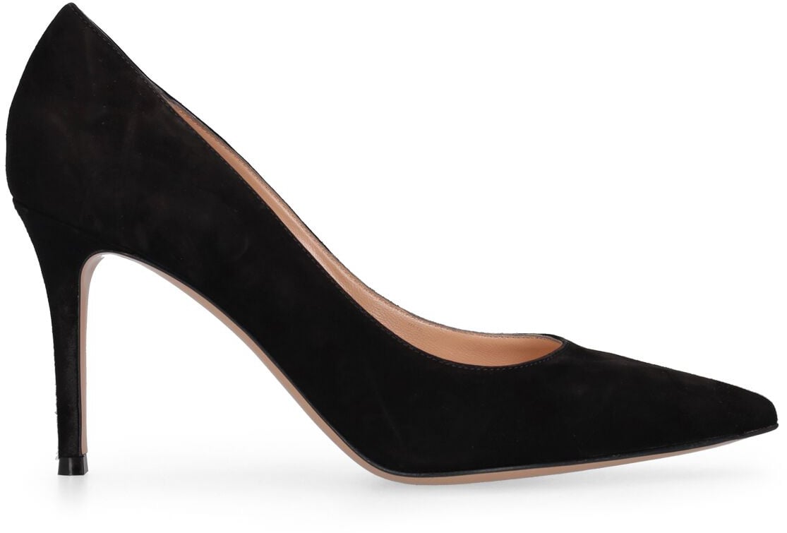 Gianvito Rossi Black suede décolleté with elegant heel Zwart