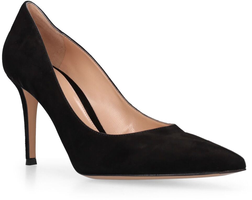 Gianvito Rossi Black suede décolleté with elegant heel Zwart